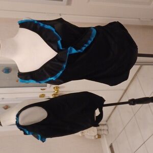 4/$40 Black & Blue Ruffled Swimsuit (1 Piece) - Size 16/18